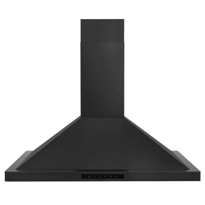 ZLINE Package - 36" Dual Fuel Range, Range Hood, Microwave, Dishwasher in Black Stainless