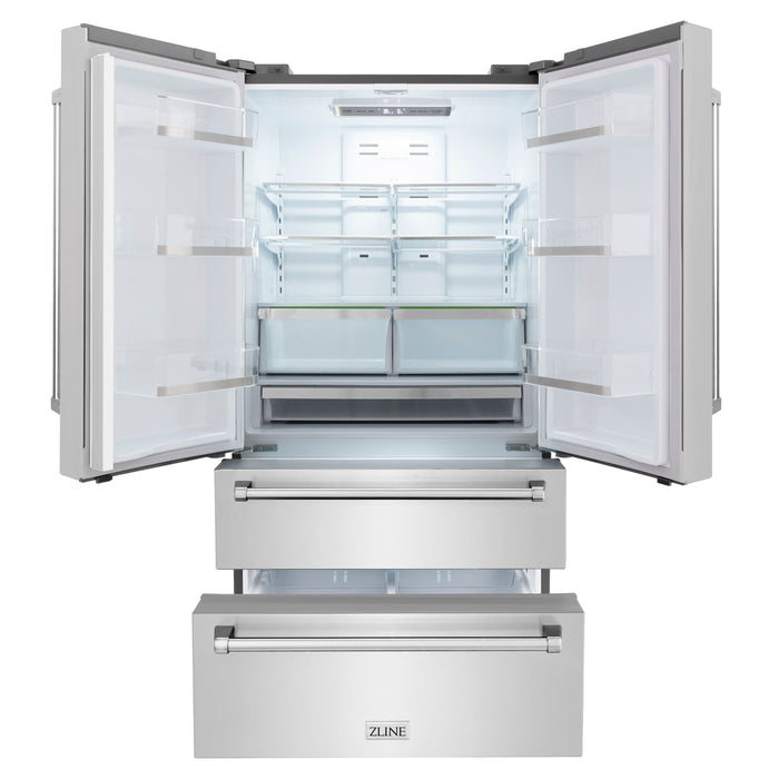 ZLINE Appliance Package - 48 in. Dual Fuel Range, Range Hood, 3 Rack Dishwasher, Refrigerator, 4KPR-RARH48-DWV