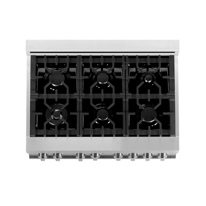 ZLINE 36" All Gas Range in Stainless Steel with Blue Gloss Door, RG-BG-36