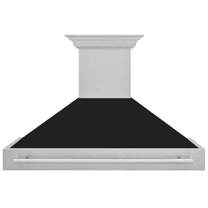 ZLINE 48" Wall Mount Range Hood in DuraSnow® Stainless Steel with Black Matte Shell, 8654SNX-BLM-48