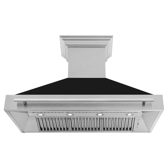 ZLINE 48" Wall Mount Range Hood in DuraSnow® Stainless Steel with Black Matte Shell, 8654SNX-BLM-48