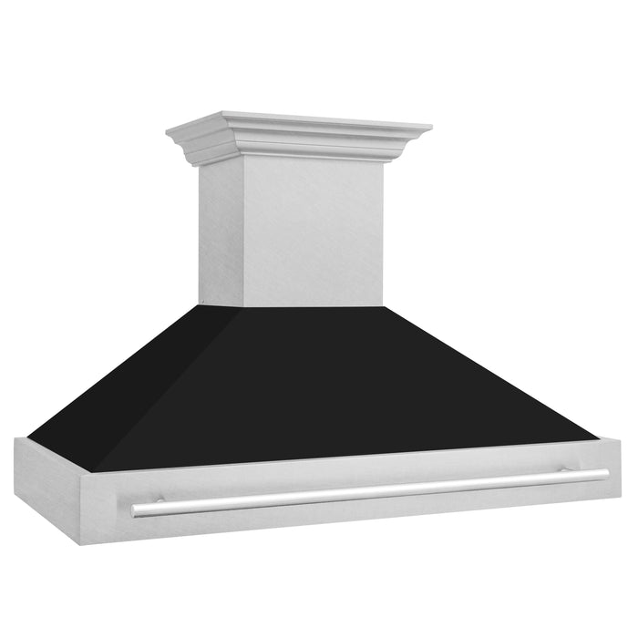 ZLINE 48" Wall Mount Range Hood in DuraSnow® Stainless Steel with Black Matte Shell, 8654SNX-BLM-48