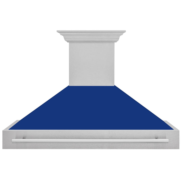 ZLINE 48" Wall Mount Range Hood in DuraSnow® Stainless Steel with Blue Gloss Shell, 8654SNX-BG-48