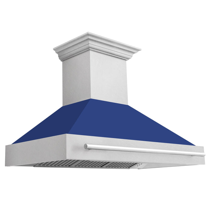 ZLINE 48" Wall Range Hood in DuraSnow® Stainless Steel with Blue Matte Shell, 8654SNX-BM-48