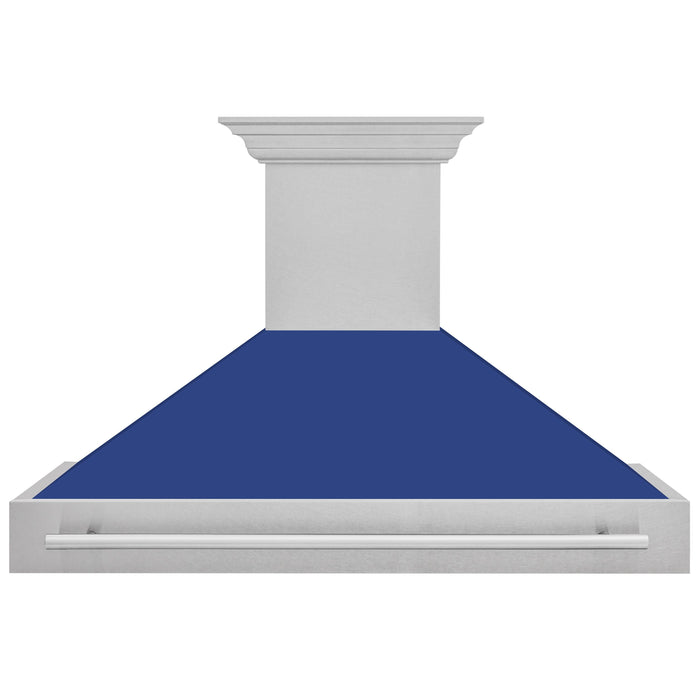 ZLINE 48" Wall Range Hood in DuraSnow® Stainless Steel with Blue Matte Shell, 8654SNX-BM-48