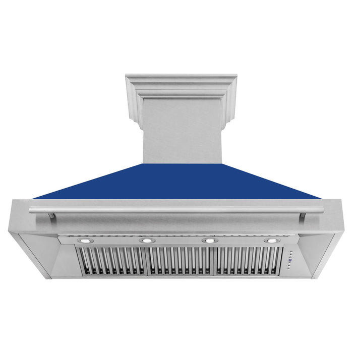 ZLINE 48" Wall Range Hood in DuraSnow® Stainless Steel with Blue Matte Shell, 8654SNX-BM-48