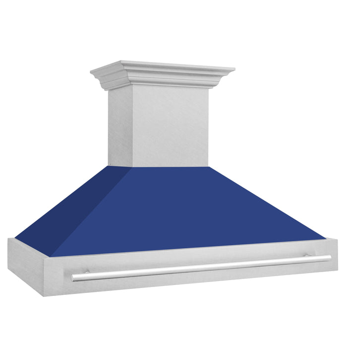 ZLINE 48" Wall Range Hood in DuraSnow® Stainless Steel with Blue Matte Shell, 8654SNX-BM-48