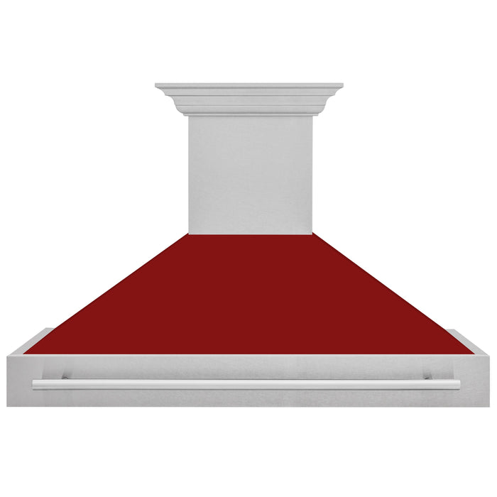 ZLINE 48" Wall Mount Range Hood in DuraSnow® Stainless Steel with Red Gloss Shell, 8654SNX-RG-48