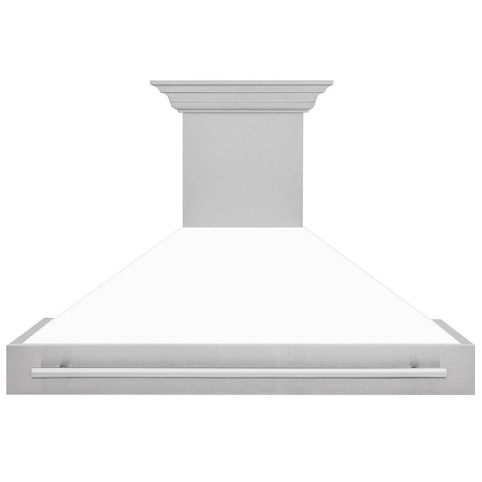 ZLINE 48" Wall Mount Range Hood in DuraSnow® Stainless Steel White Matte Shell, 8654SNX-WM-48