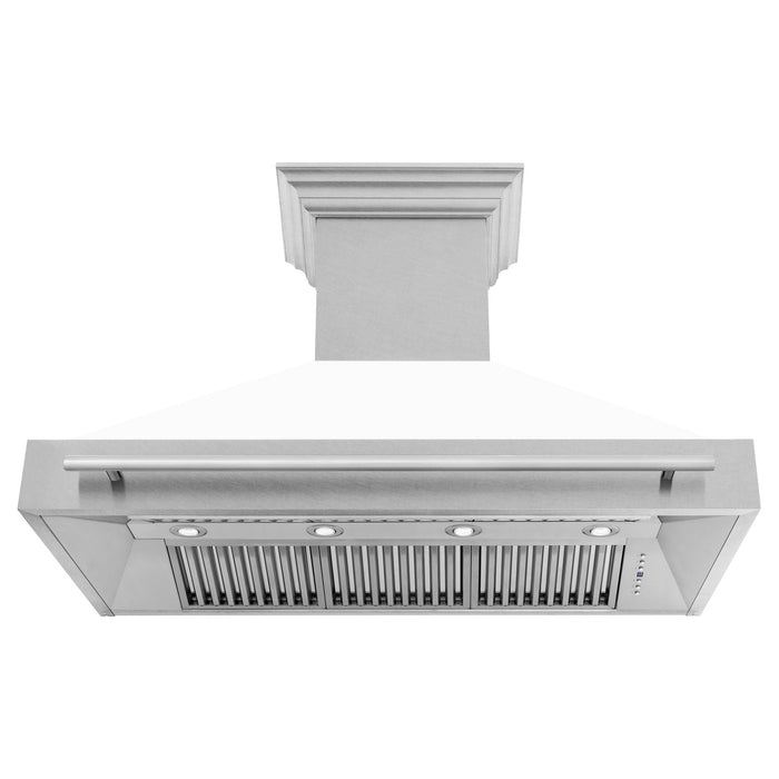 ZLINE 48" Wall Mount Range Hood in DuraSnow® Stainless Steel White Matte Shell, 8654SNX-WM-48