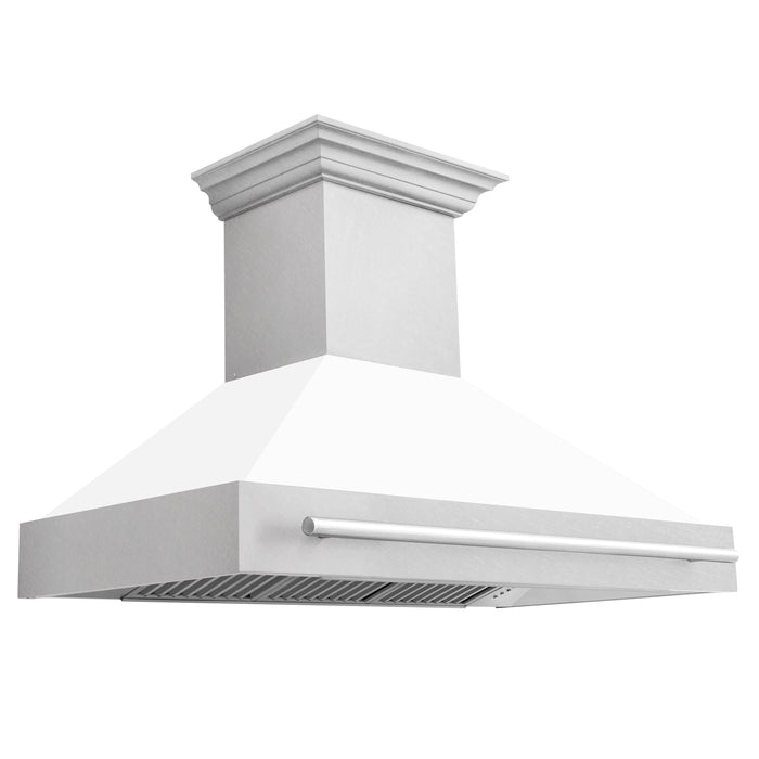 ZLINE 48" Wall Mount Range Hood in DuraSnow® Stainless Steel White Matte Shell, 8654SNX-WM-48