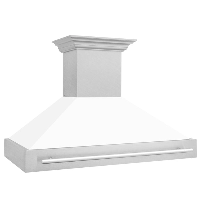 ZLINE 48" Wall Mount Range Hood in DuraSnow® Stainless Steel White Matte Shell, 8654SNX-WM-48