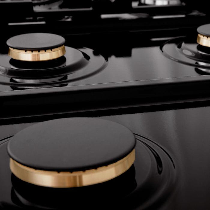 ZLINE 48" Rangetop In Black Stainless Steel With 7 Gas Brass Burners, RTB-BR-48