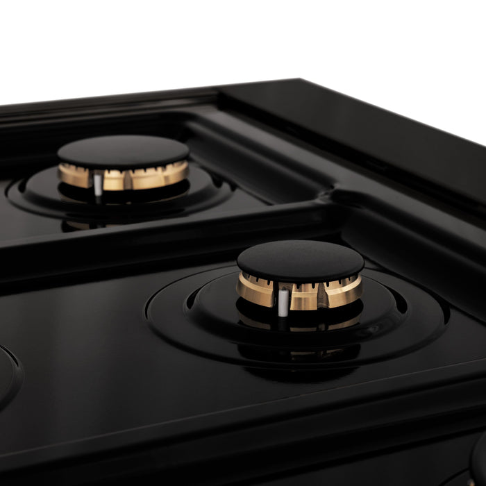 ZLINE 48" Rangetop In Black Stainless Steel With 7 Gas Brass Burners, RTB-BR-48