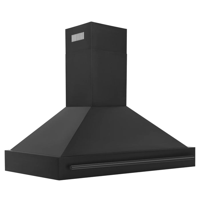 ZLINE 48" Wall Mount Range Hood in Black Stainless Steel with Black Stainless Steel Handle, BS655-48-BS