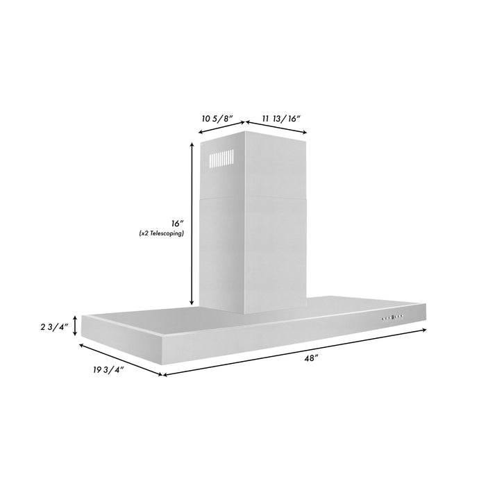 ZLINE 48" Convertible Wall Mount Range Hood in Stainless Steel, KE-48