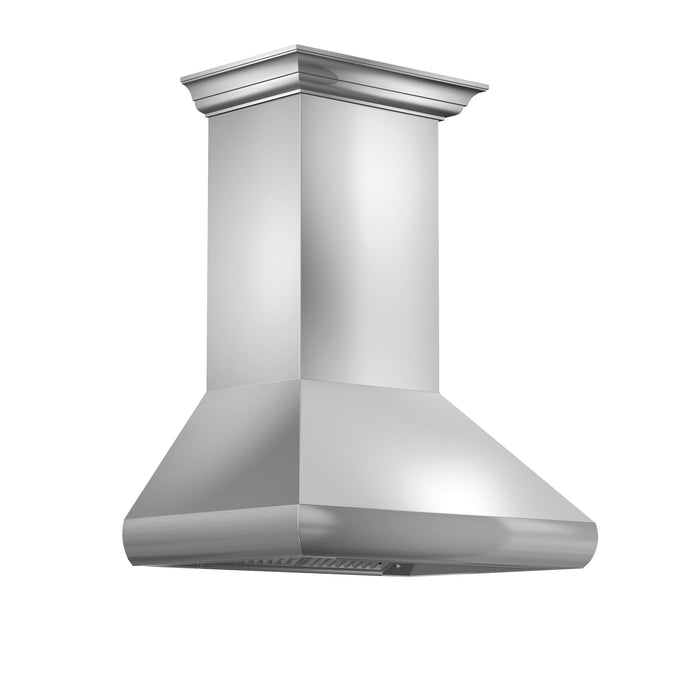 ZLINE 48" Professional Convertible Wall Mount Range Hood in Stainless Steel with Crown Molding, 587CRN-48