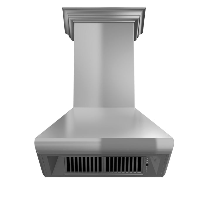 ZLINE 48" Professional Convertible Wall Mount Range Hood in Stainless Steel with Crown Molding, 587CRN-48