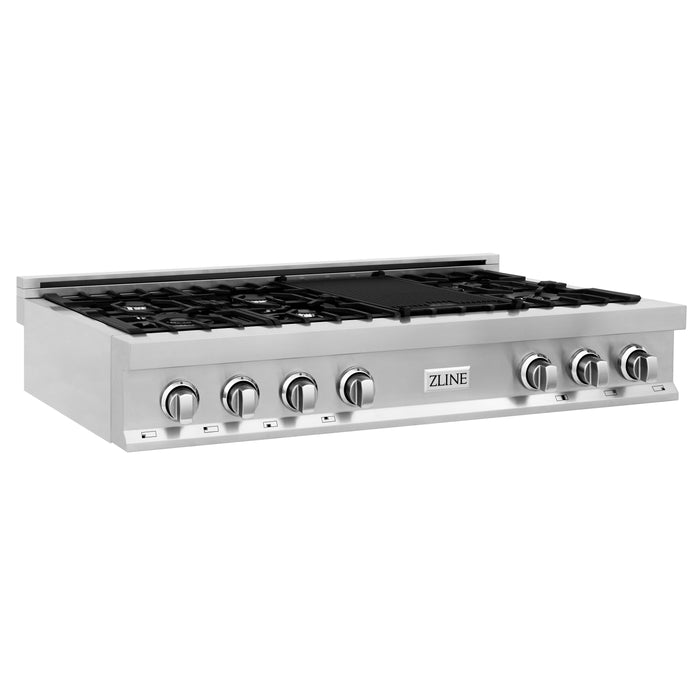 ZLINE 48" Rangetop with 7 Gas Burners & Griddle in Stainless Steel, RT48