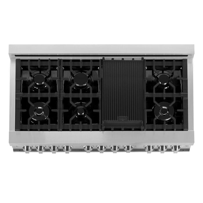 ZLINE Appliance Package - 48 In. Dual Fuel Range, Range Hood, Microwave Oven, 3 Rack Dishwasher, 4KP-RARH48-MODWV