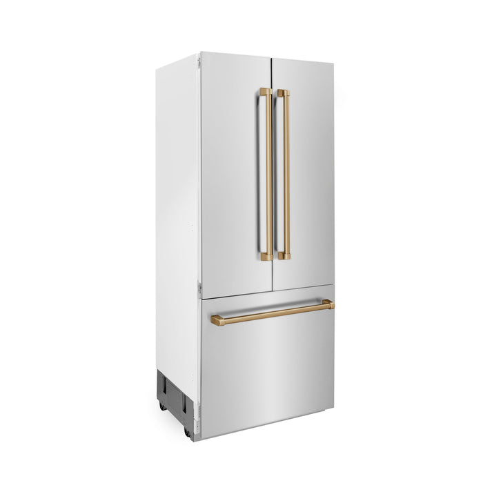 ZLINE 36" Autograph Edition Built-In Refrigerator in Stainless Steel with Champagne Bronze Accents, RBIVZ-304-36-CB