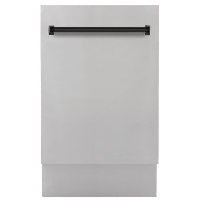 ZLINE 18" Autograph Edition Top Control Dishwasher in Stainless Steel with Matte Black Handle, DWVZ-304-18-MB