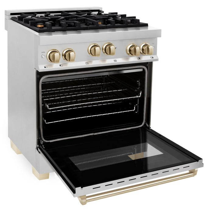 ZLINE 30" Autograph Edition All Gas Range in Stainless Steel with Gold Accents, RGZ-30-G