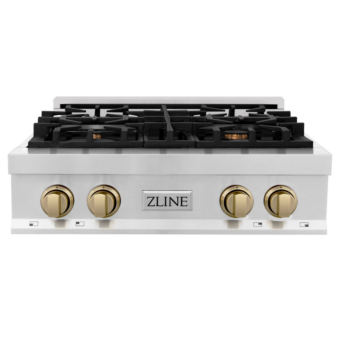 ZLINE 30" Autograph Edition Rangetop in Stainless Steel with Champagne Bronze Accents, RTZ-30-C