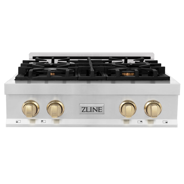 ZLINE 30" Autograph Edition Rangetop in Stainless Steel with Gold Accents, RTZ-30-G