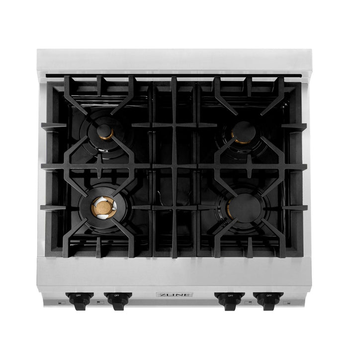 ZLINE 30" Autograph Edition Rangetop in Stainless Steel with Matte Black Accents, RTZ-30-MB