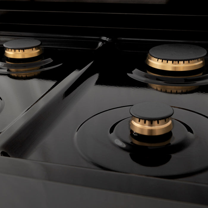 ZLINE 36" Autograph Edition Rangetop in Black Stainless Steel with Gold Accents, RTBZ-36-G