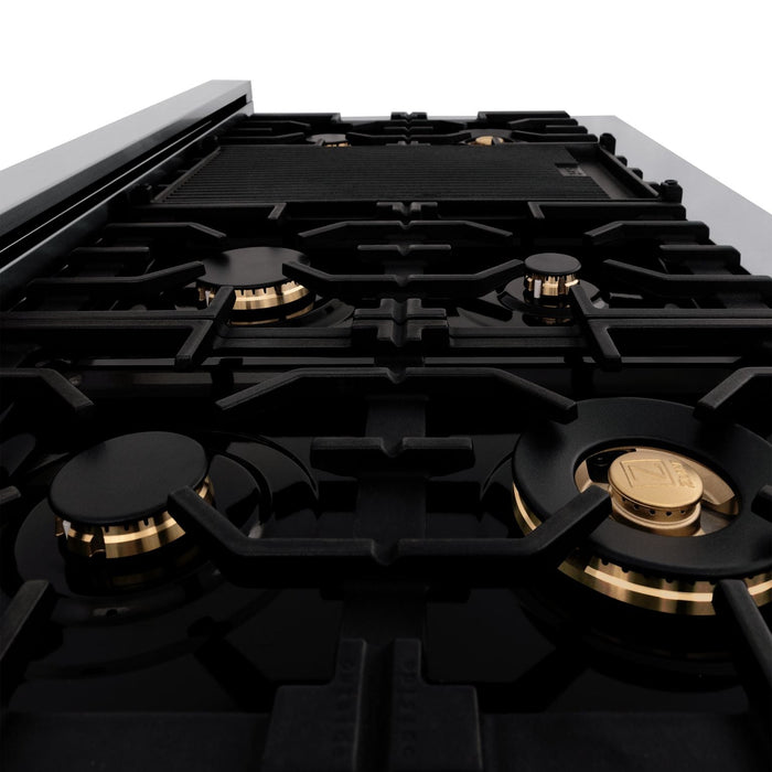 ZLINE 48" Autograph Edition All Gas Range in Stainless Steel with Gold Accents, RGZ-48-G