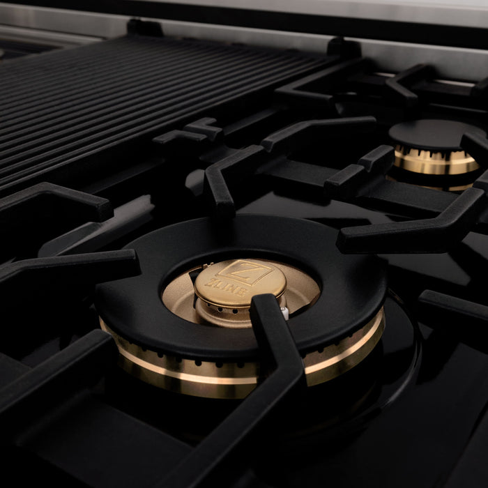 ZLINE 48" Autograph Edition All Gas Range in Stainless Steel with Gold Accents, RGZ-48-G