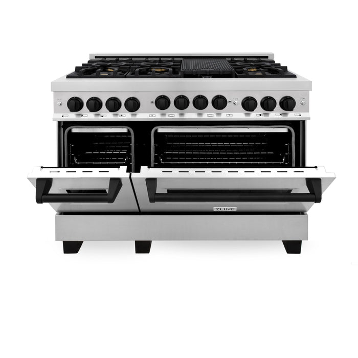 ZLINE 48" Autograph Edition All Gas Range in Stainless Steel with Matte Black Accents, RGZ-48-MB