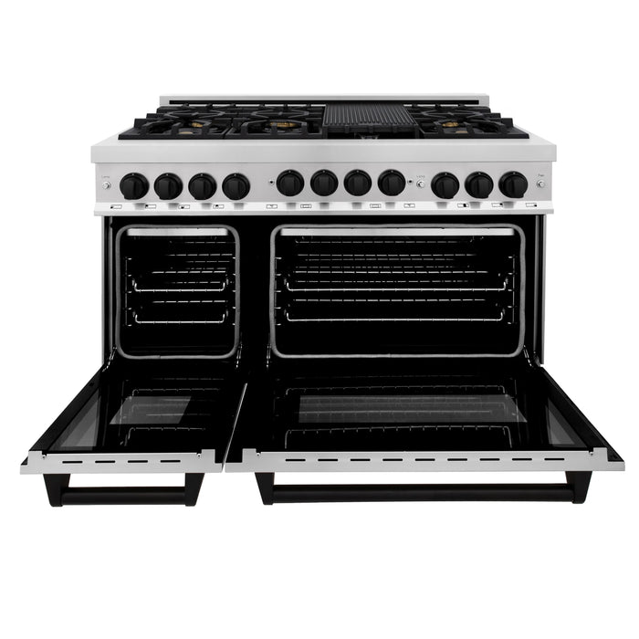 ZLINE 48" Autograph Edition All Gas Range in Stainless Steel with Matte Black Accents, RGZ-48-MB
