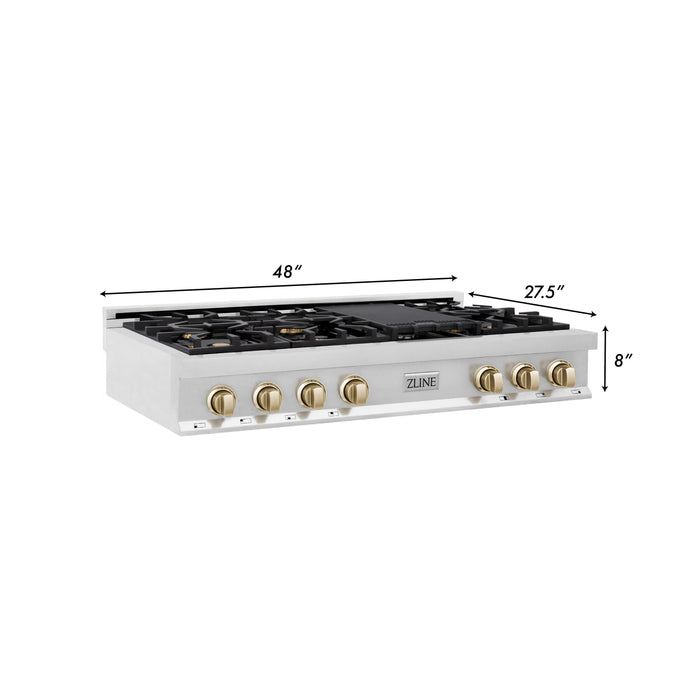 ZLINE 48" Autograph Edition Rangetop in Stainless Steel with Gold Accents, RTZ-48-G