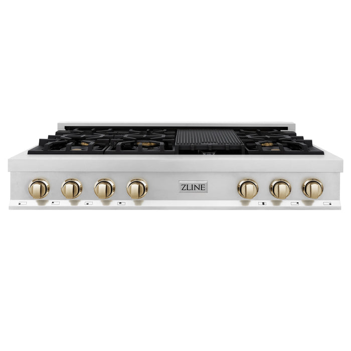 ZLINE 48" Autograph Edition Rangetop in Stainless Steel with Gold Accents, RTZ-48-G