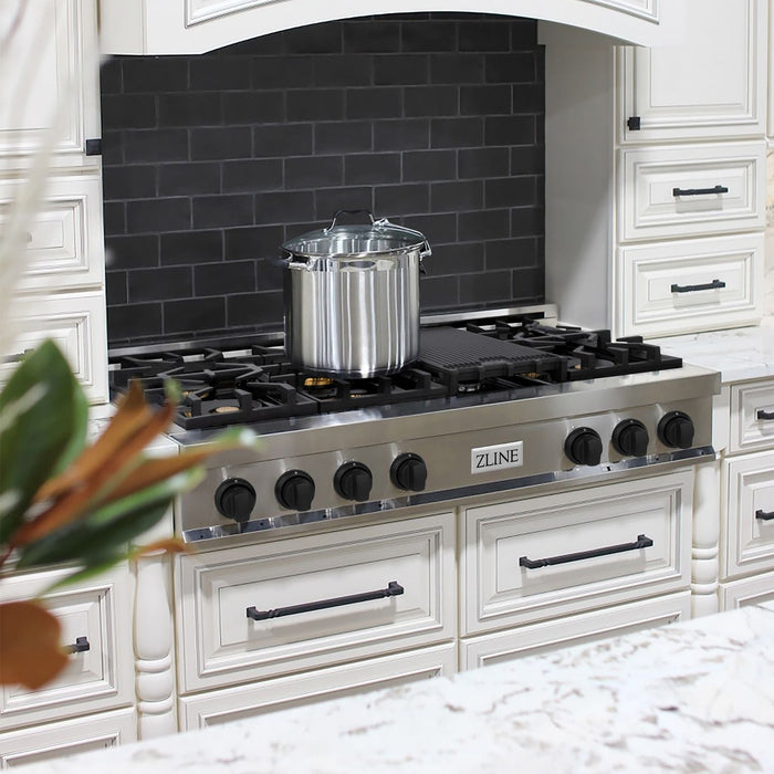 ZLINE 48" Autograph Edition Rangetop in Stainless Steel with Matte Black Accents, RTZ-48-MB