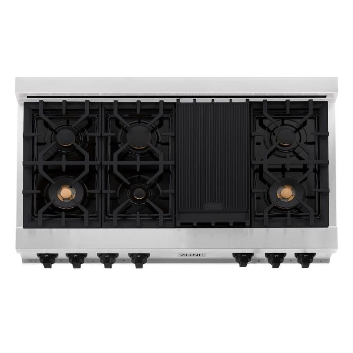 ZLINE 48" Autograph Edition Rangetop in Stainless Steel with Matte Black Accents, RTZ-48-MB
