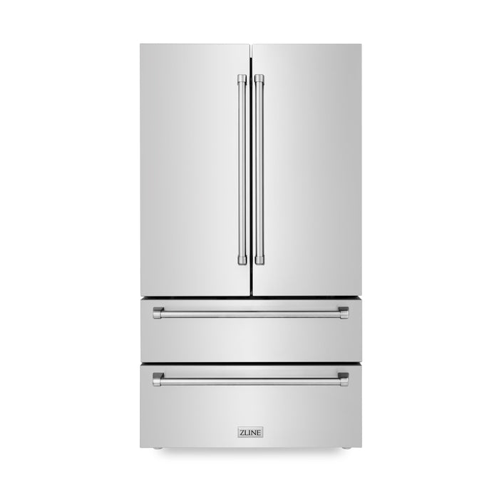 ZLINE Appliance Package - 48" Dual Fuel Range, Range Hood, Microwave Drawer, Top Touch Control Dishwasher, Refrigerator, 5KPR-RARH48-MWDWM