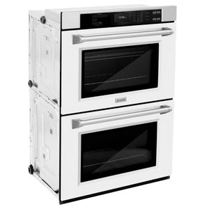 ZLINE 30" Professional True Convection Double Wall Oven with Air Fry and Self-Clean in Stainless Steel with White Matte Doors, WAD-WM-30