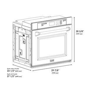 ZLINE 30" Autograph Edition Professional True Convection Single Wall Oven with Air Fry and Self Clean in DuraSnow® Stainless Steel with White Matte Door and Polished Gold Handle, WASSZ-WM-30-G