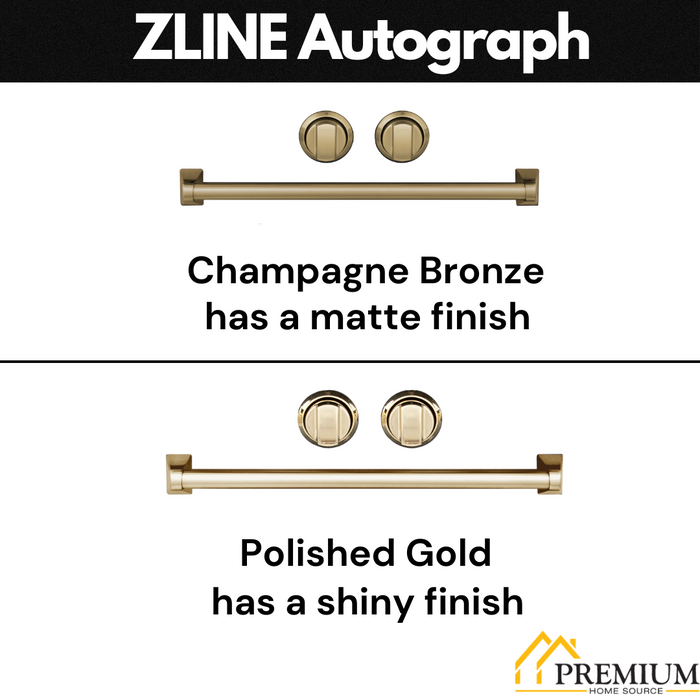 ZLINE Autograph Package - 36 In. Gas Range, Range Hood, Dishwasher in Stainless Steel with Gold Accents, 3AKP-RGRHDWM36-G