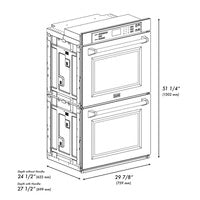 ZLINE 30" Autograph Edition Professional Double Wall Oven with Air Fry and Self-Clean in DuraSnow® Stainless Steel with White Matte Doors and Polished Gold Handles, WADSZ-WM-30-G