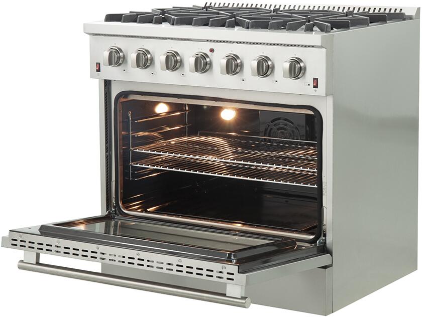 Forno Appliance Package - 36 Inch Gas Range, Wall Mount Range Hood, Dishwasher, AP-FFSGS6244-36-2