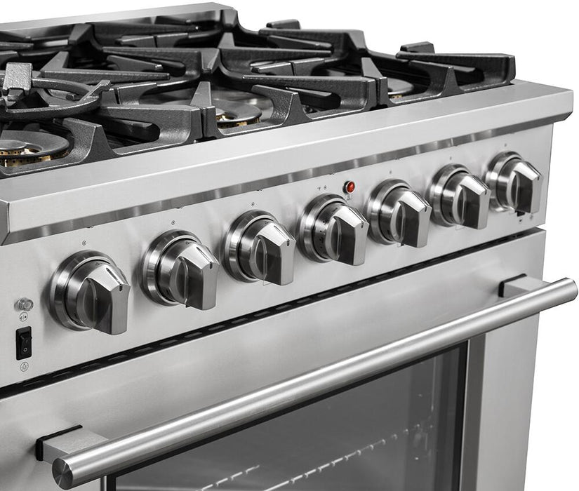 Forno 36″ Pro Series Capriasca Gas Burner / Electric Oven in Stainless Steel 6 Italian Burners, FFSGS6187-36