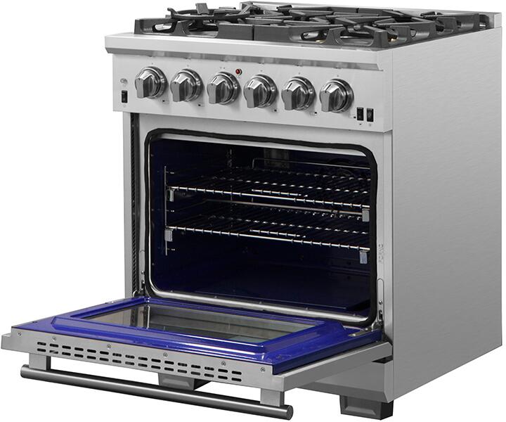 Forno 30″ Pro Series Capriasca Gas Burner / Electric Oven in Stainless Steel 5 Italian Burners, FFSGS6187-30