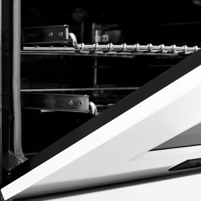 ZLINE 30" Autograph Edition Dual Fuel Range with White Matte Door and Matte Black Accents, RAZ-WM-30-M