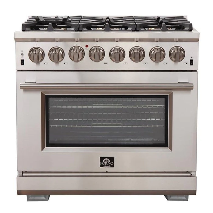 Forno 36″ Pro Series Capriasca Gas Burner / Electric Oven in Stainless Steel 6 Italian Burners, FFSGS6187-36