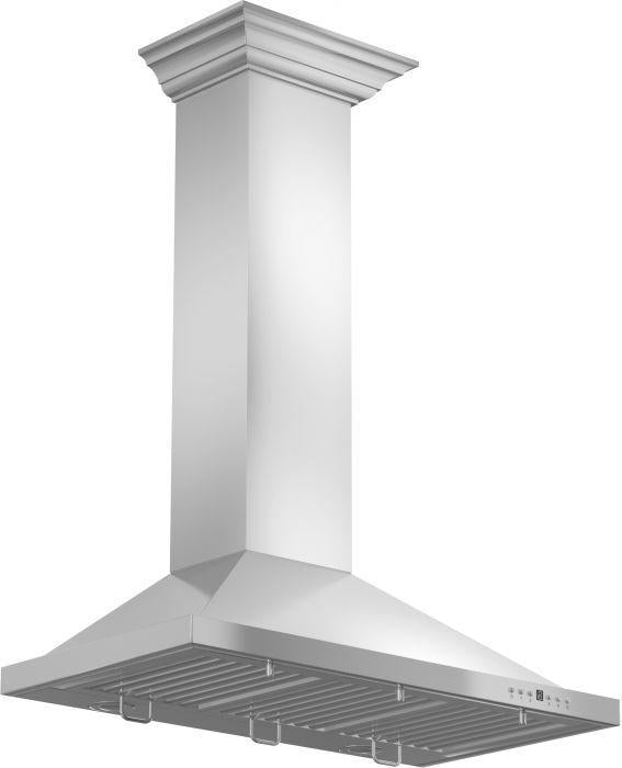 ZLINE 42" Convertible Vent Wall Mount Range Hood in Stainless Steel with Crown Molding, KBCRN-42